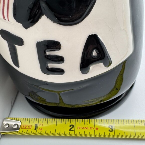 Vintage Ceramic Waiter Tea Canister Dispenser With Lid - 6.5" Black & White - Picture 4 of 11